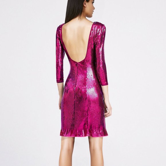 Tadashi Shoji SHO Taylor Sequin Open Back Mini Dress Pink - Picture 2 of 9